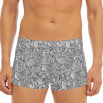 Monochrome Zentangle Pattern Print Men's Short Boxer Briefs