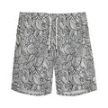 Monochrome Zentangle Pattern Print Men's Athletic Shorts