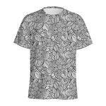 Monochrome Zentangle Pattern Print Men's Sports T-Shirt