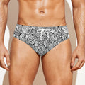 Monochrome Zentangle Pattern Print Men's Swim Briefs