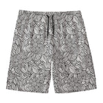Monochrome Zentangle Pattern Print Men's Swim Trunks