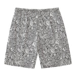 Monochrome Zentangle Pattern Print Men's Swim Trunks