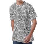 Monochrome Zentangle Pattern Print Men's Velvet T-Shirt