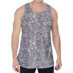 Monochrome Zentangle Pattern Print Men's Velvet Tank Top
