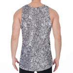 Monochrome Zentangle Pattern Print Men's Velvet Tank Top