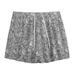 Monochrome Zentangle Pattern Print Mesh Shorts