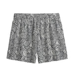 Monochrome Zentangle Pattern Print Mesh Shorts