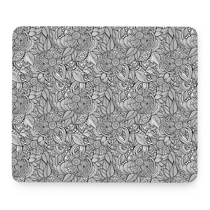 Monochrome Zentangle Pattern Print Mouse Pad