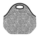 Monochrome Zentangle Pattern Print Neoprene Lunch Bag