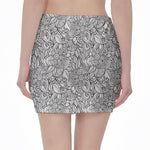 Monochrome Zentangle Pattern Print Pencil Mini Skirt