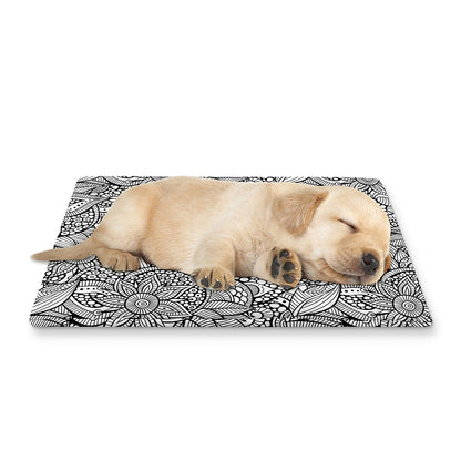 Monochrome Zentangle Pattern Print Pet Cooling Mat Cover