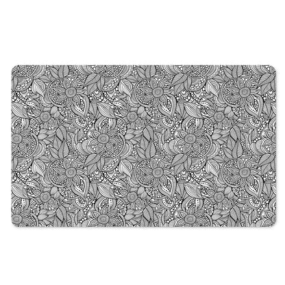 Monochrome Zentangle Pattern Print Polyester Doormat