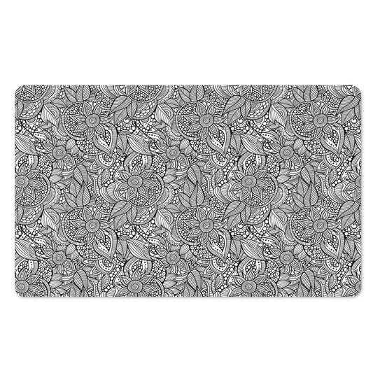 Monochrome Zentangle Pattern Print Polyester Doormat