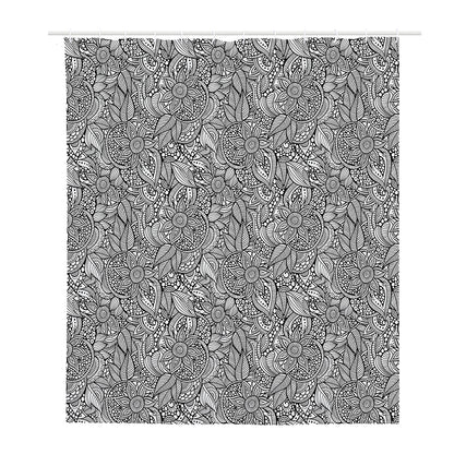 Monochrome Zentangle Pattern Print Polyester Shower Curtain