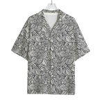 Monochrome Zentangle Pattern Print Rayon Hawaiian Shirt