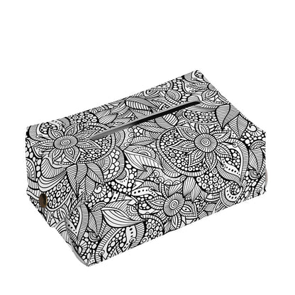 Monochrome Zentangle Pattern Print Rectangle Tissue Box Cover