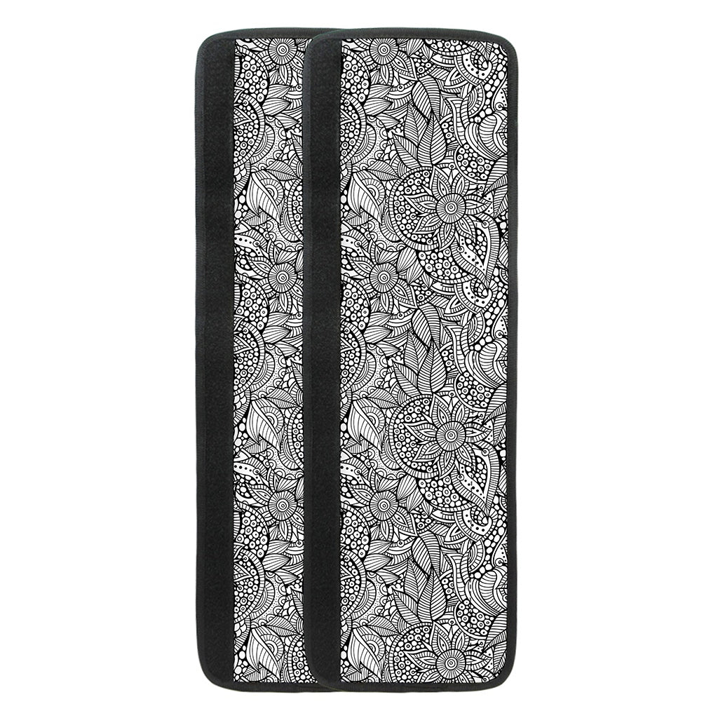 Monochrome Zentangle Pattern Print Refrigerator Handle Covers