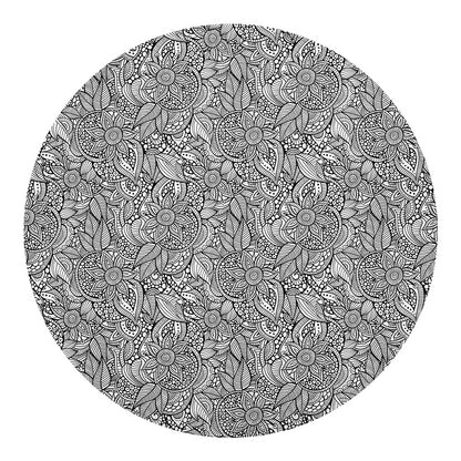 Monochrome Zentangle Pattern Print Round Blanket