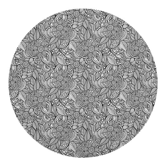 Monochrome Zentangle Pattern Print Round Blanket