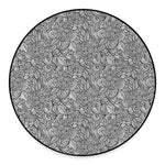 Monochrome Zentangle Pattern Print Round Floor Mat