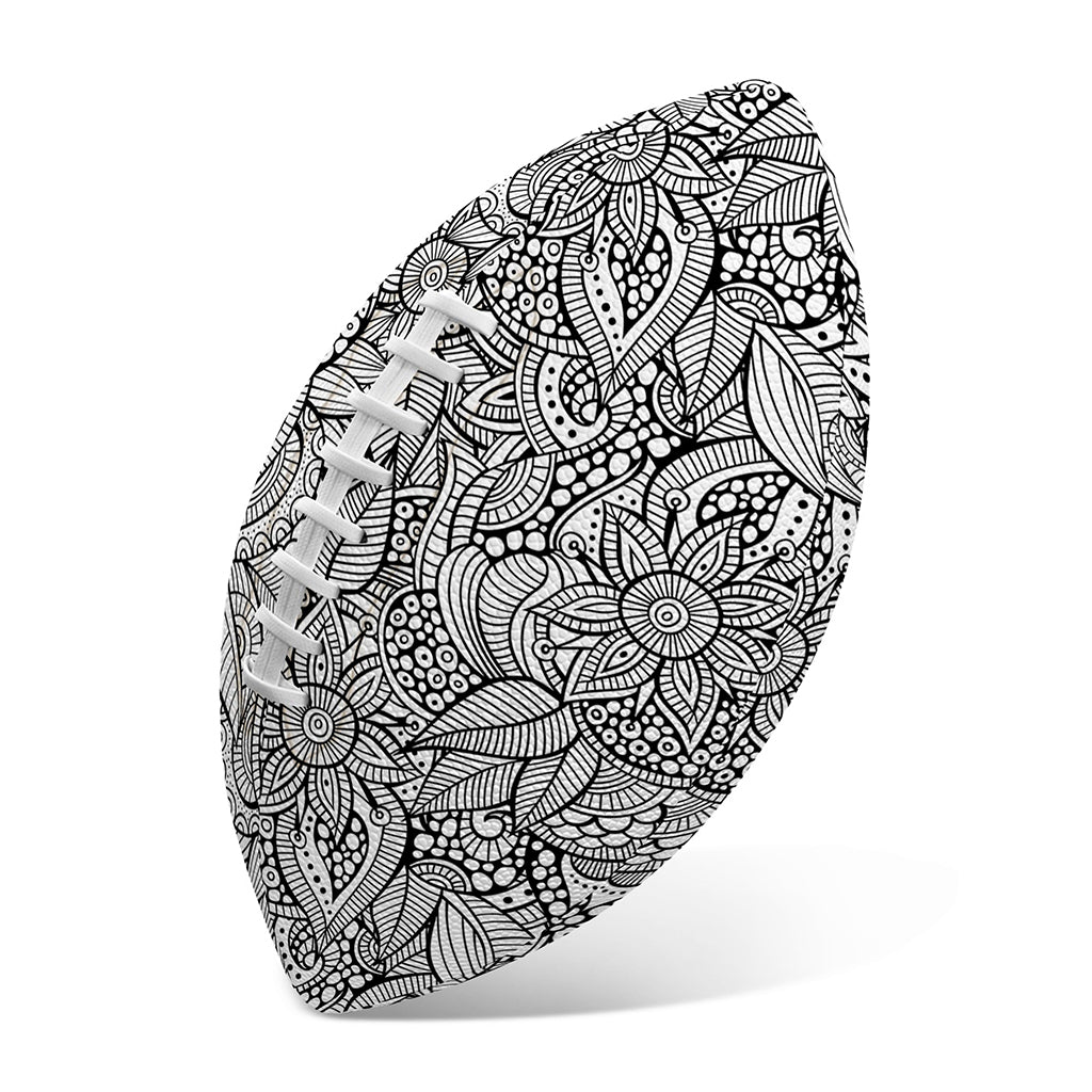 Monochrome Zentangle Pattern Print Rugby Ball