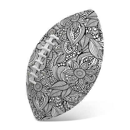 Monochrome Zentangle Pattern Print Rugby Ball