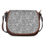 Monochrome Zentangle Pattern Print Saddle Bag