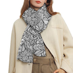 Monochrome Zentangle Pattern Print Scarf