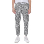 Monochrome Zentangle Pattern Print Scuba Joggers