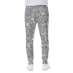 Monochrome Zentangle Pattern Print Scuba Joggers