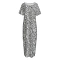 Monochrome Zentangle Pattern Print Short Sleeve Long Nightdress