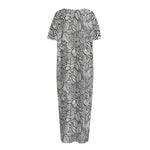 Monochrome Zentangle Pattern Print Short Sleeve Long Nightdress