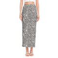 Monochrome Zentangle Pattern Print Side Slit Maxi Skirt