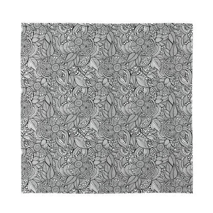 Monochrome Zentangle Pattern Print Silk Bandana