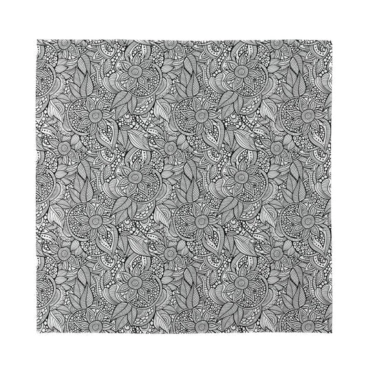 Monochrome Zentangle Pattern Print Silk Bandana