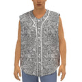 Monochrome Zentangle Pattern Print Sleeveless Baseball Jersey