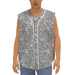 Monochrome Zentangle Pattern Print Sleeveless Baseball Jersey