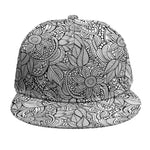Monochrome Zentangle Pattern Print Snapback Cap