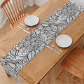 Monochrome Zentangle Pattern Print Table Runner