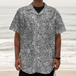 Monochrome Zentangle Pattern Print Textured Short Sleeve Shirt