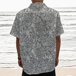 Monochrome Zentangle Pattern Print Textured Short Sleeve Shirt