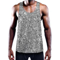 Monochrome Zentangle Pattern Print Men's Workout Tank Top