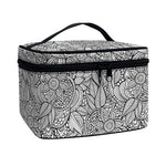 Monochrome Zentangle Pattern Print Travel Makeup Bag