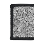 Monochrome Zentangle Pattern Print Trifold Wallet