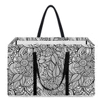 Monochrome Zentangle Pattern Print Utility Tote Bag