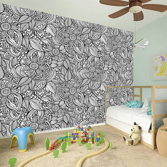 Monochrome Zentangle Pattern Print Wall Sticker