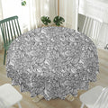 Monochrome Zentangle Pattern Print Waterproof Round Tablecloth