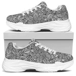Monochrome Zentangle Pattern Print White Chunky Shoes