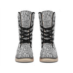 Monochrome Zentangle Pattern Print Winter Boots