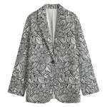 Monochrome Zentangle Pattern Print Women's Blazer